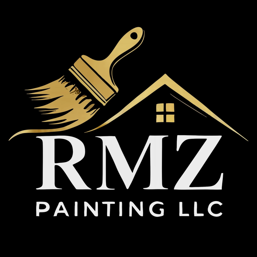 RMZ Painting LLC logo: a gold paintbrush over a house roofline